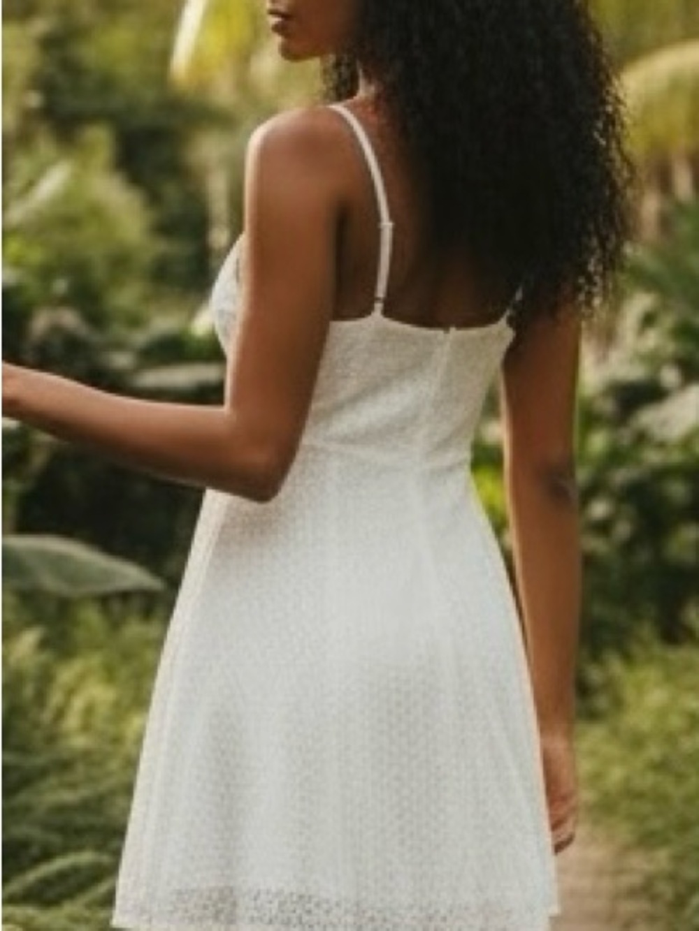 Lulus Classic White Spaghetti Adjustable Strap Lace Short  Dress in Ivory Sz S - Picture 13 of 13